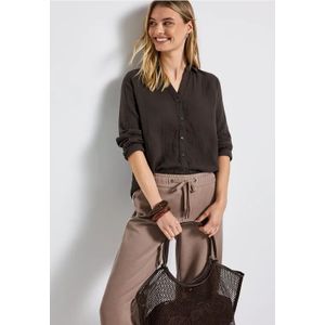 Street One Dames Mousseline overhemd blouse in Bruin, in size: 34