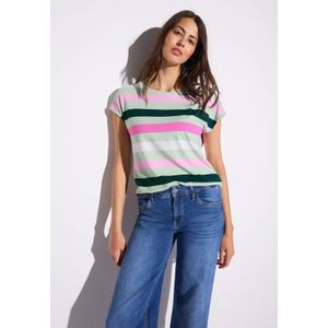 Street One Dames Gestreept shirt in Groen, in size: 34