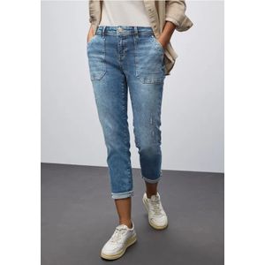 Street One Dames Jeans met destroyed details in Blauw, in size: 25