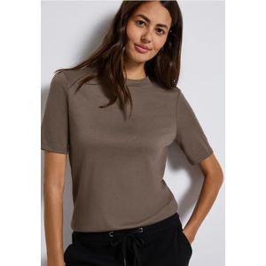 Street One Dames Basic shirt met col in Bruin, in size: 46
