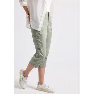 Street One Dames 3/4 satijnen broek met zakken in Groen, in size: 46