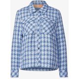 Street One - Kort Bouclé Jasje - Blauw - Ruitpatroon - Binnenvoering