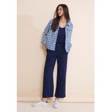 Street One - Kort Bouclé Jasje - Blauw - Ruitpatroon - Binnenvoering