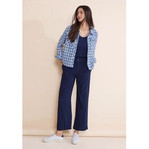 Street One - Kort Bouclé Jasje - Blauw - Ruitpatroon - Binnenvoering