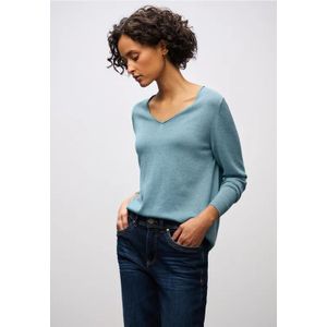 Street One Dames Trui met V-hals in Blauw, in size: 34