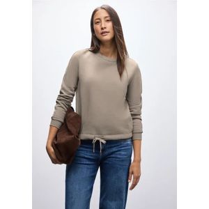 Street One Dames Sweater met geribd detail in Beige, in size: 34