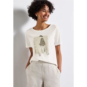 Street One Dames Zacht shirt met print in Wit, in size: 38