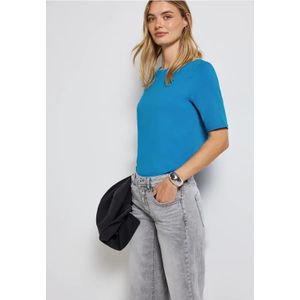 Street One Dames Shirt met boothals in Blauw, in size: 34