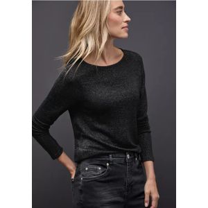 Street One - Glitterend Shirt - Zwart - Lange Mouwen