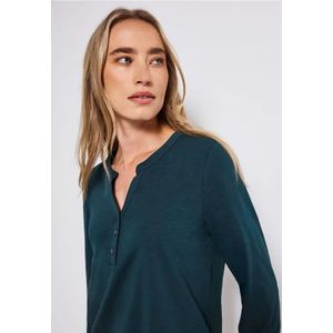 Street One Dames Shirt met gespleten hals in Turkoois, in size: 34
