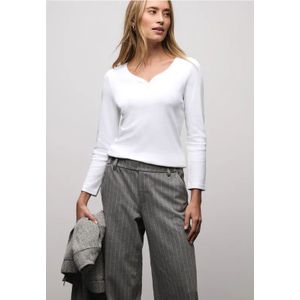 Street One Dames Basic shirt met knoopdetail in Wit, in size: 34
