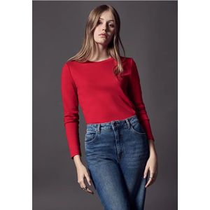 Street One - Studio - Dames Basic Shirt - Rood - Lange Mouwen