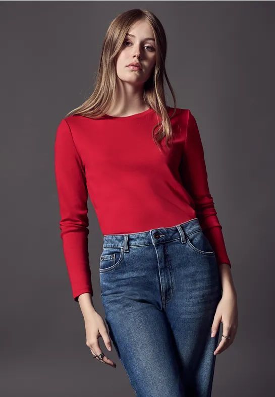 Street One - Studio - Dames Basic Shirt - Rood - Lange Mouwen
