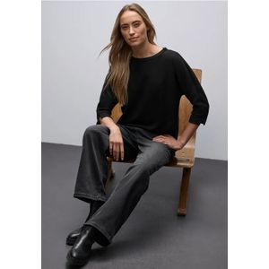 Street One Dames Shirt met structuur in Zwart, in size: 34