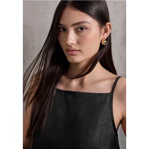 Street One Studio Dames Blousetop met knoopdetail in Zwart, in size: 34