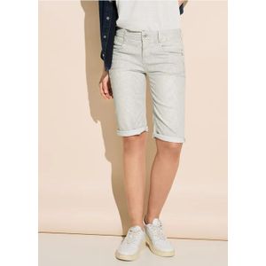 Street One Dames Gestreepte jeansshort in Beige, in size: 33