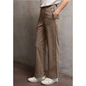 Street One Studio Dames Gemêleerde broek met rechte leg in Beige, in size: 32
