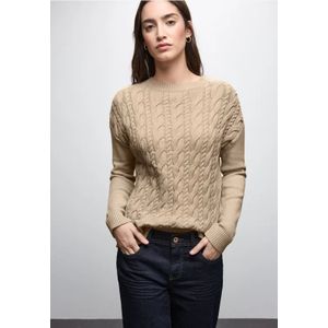 Street One Dames Jumper met kabelpatroon in Beige, in size: 34
