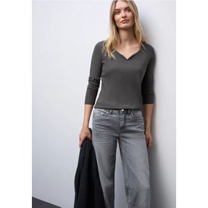 Street One Dames Shirt met hartvormige halslijn in Grijs, in size: 34