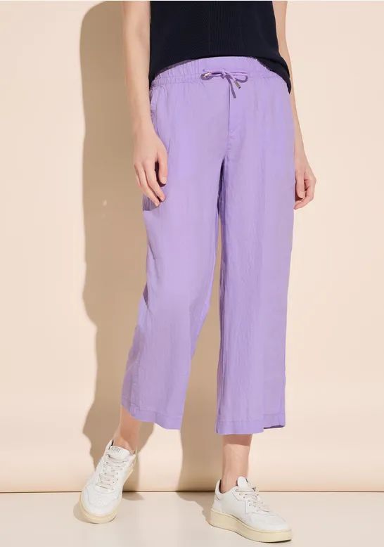 Street One - 7/8 Culottebroek - Zomerbroek - Lichtgrijs - Linnen - Loose Fit