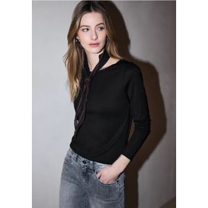 Street One Studio Dames Basic shirt met lange mouwen in Zwart, in size: 34