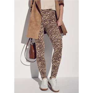 Street One Dames Legging met leopatroon in Bruin, in size: 32