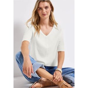Street One Dames Shirt met V-hals in Wit, in size: 34