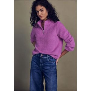 Street One Studio Dames Knus shirt met ritssluiting in Pink, in size: 34