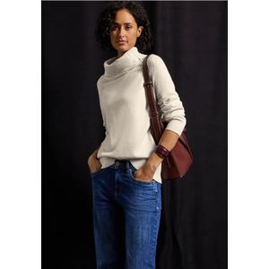 Street One Dames Trui met opstaande kraag in Beige, in size: 34