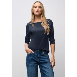 Street One Dames Basic shirt met lange mouwen in Blauw, in size: 34