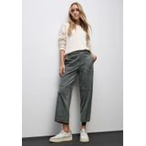 Street One - Fluwelen Broek - Groen - Dames - Rechte Pijpen