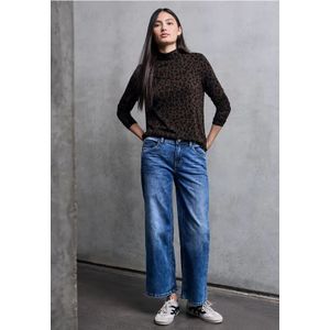 Street One Studio Dames Jersey shirt met leopatroon in Bruin, in size: 34