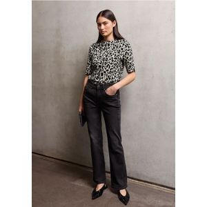 Street One Studio Dames Gedessineerd shirt met korte mouwen in Beige, in size: 34