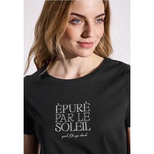 Street One Dames Shirt met tekst in Zwart, in size: 34