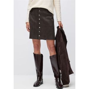 Street One - Velours Rok - Bruin - Dames - Knielang - Met Knoopsluiting