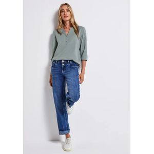 Street One Dames Shirt met gespleten hals in Blauw, in size: 34