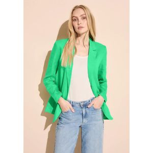 Street One Dames Lange linnen blazer in Groen, in size: 34