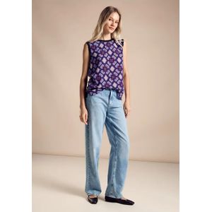 Street One Dames Top met print van materiaalmix in Paars, in size: 40