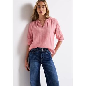 Street One Dames Tuniek van mousseline met ruches in Roze, in size: 46