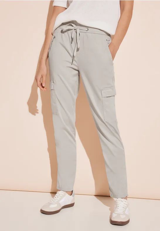 Street One - Loose Fit Broek - Beige - Cargobroeken