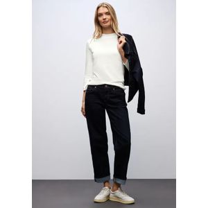 Street One Dames Basic col shirt in Wit, in size: 36