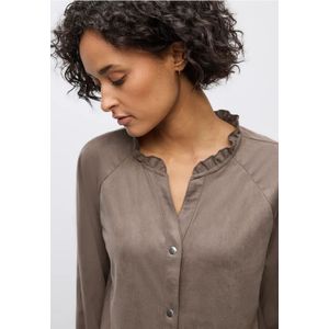 Street One Dames Tuniek van velours met ruches in Bruin, in size: 34