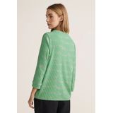 Street One - A320887 - T-shirt - Lentelichtgroen - 3/4 Mouwen, Gestreept