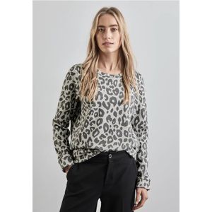 Street One Dames Sweatshirt met leopatroon in Grijs, in size: 34