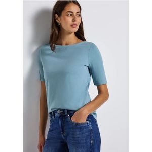 Street One Dames Shirt met boothals in Blauw, in size: 34