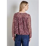 Street One - Chiffon Blouse - Rood - Met Plooien en V-halslijn