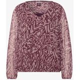 Street One - Chiffon Blouse - Rood - Met Plooien en V-halslijn