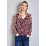 Street One - Chiffon Blouse - Rood - Met Plooien en V-halslijn