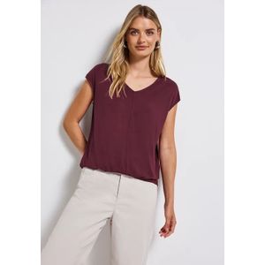 Street One Dames Shirt met V-hals in Rood, in size: 34