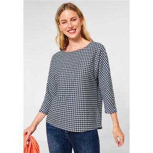 Street One - Damesshirt - Jacquard-patroon - 3/4-mouwen - Ronde Hals